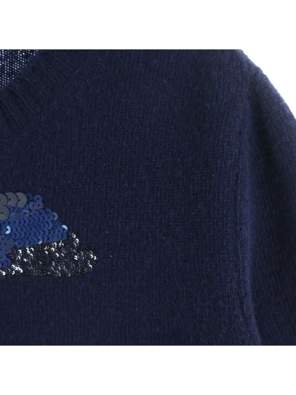 Louis Vuitton LV Logo Sequin Short Sleeve Knit Navy Sweater